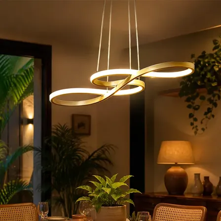 Luminária Suspensa Led Dourada De Alta Qualidade 110v-220v 110v - 220v Dourado