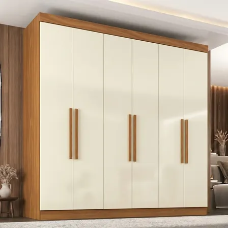 Guarda-roupa Casal 6 Portas 2 Gavetas Paris Ce Cinamomo/off White