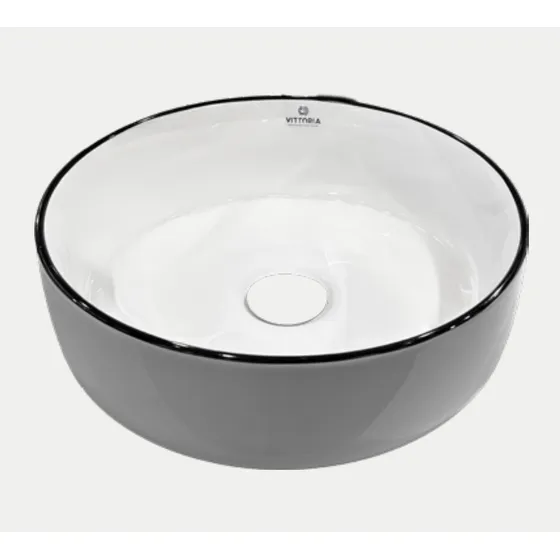 Vitt Lavamanos Sobre Poner Redondo Blanco Borde Negro 36cm