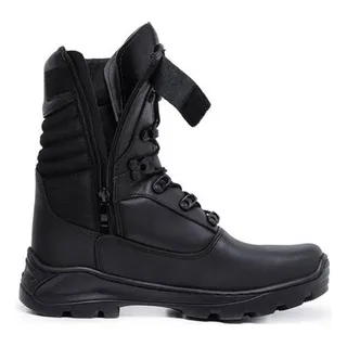 Bota Militar ZĂper Couro Delta Preto Palmilha Gel Pu Confort Bota Militar ZĂper Couro Delta Preto Palmilha Gel Pu Confort