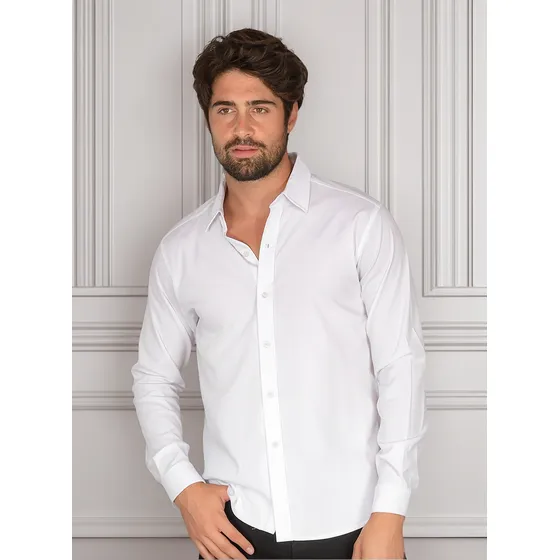 Camisa Lisa Basica De Lycra Dogma Poplin De Vestir