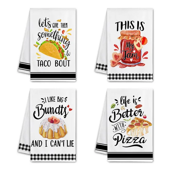 Hexagram Juego 4 Toalla Cocina Divertida Bonita Para Casa Te