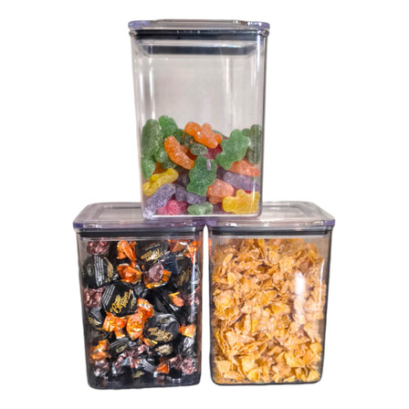 Pack 3 Potes Para Alimentos Qualyplas Hermetico 1l Acrilico Transparente Pack 3 Potes Para Alimentos Qualyplas Hermetico 1l Acrilico Transparente