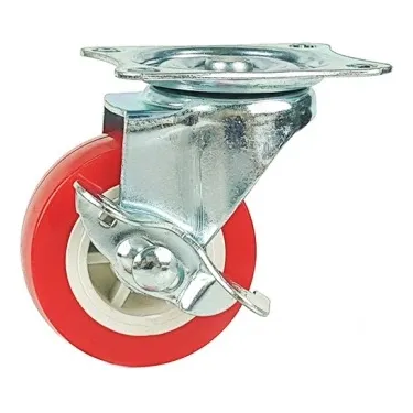 Rueda Plana Roja De Poliuretano C/freno Giratoria De 2