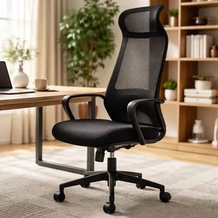 Silla Escritorio Ergonomica Respaldo Alto Mesh Red Soul Color Negro Material Del Tapizado Marathon
