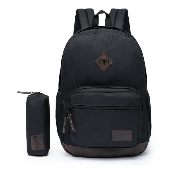 Mochila Bolsa Cavalera Resistente Casual Escola Faculdade Cor Preto