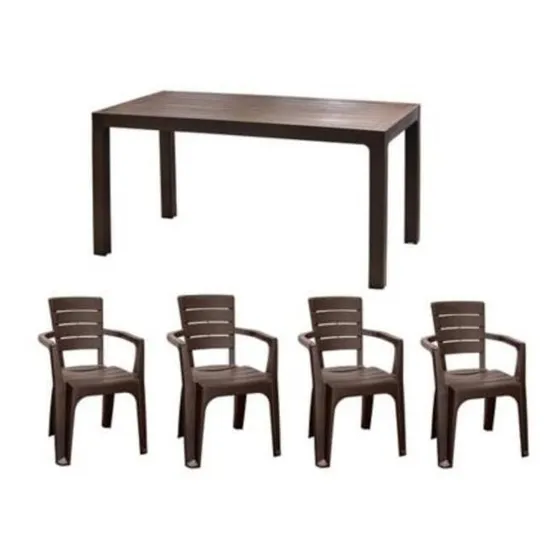 Comedor Resina Tipo Madera 150x80 Cm. Incluye 6 Sillas