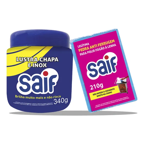 Kit Saif Pedra E Pasta Para Limpar Chapa De Fogão A Lenha