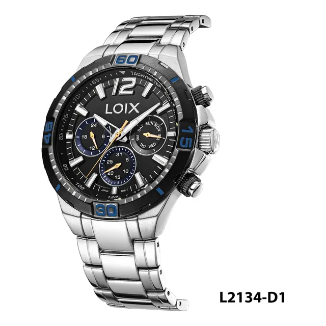 Reloj Hombre Loix® L2134-1 Plateado Con Tablero Negro