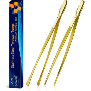 Pinzas Culinarias Jetkong, Acero Inoxidable, Dorado, 2 Pzs. Pinzas Culinarias Jetkong, Acero Inoxidable, Dorado, 2 Pzs.