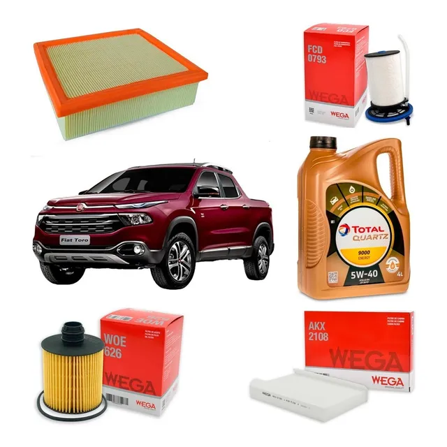 Kit 4 Filtros Wega + Aceite Total 5w40 Fiat Toro 2.0 Diesel