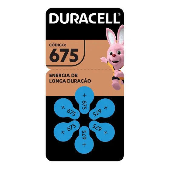 06 Pilhas Baterias Da 675 Pr44 Aparelho Auditivo - Duracell