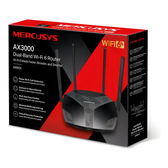 Router Mercusys Tp-link Mr80x Wifi 6 Ax3000 Dual Band 4 Ante | Cuotas sin interés