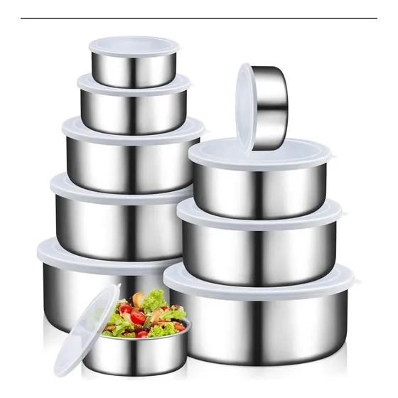 5 Recipientes Metal Almacenar Cocina Apto Alimentos