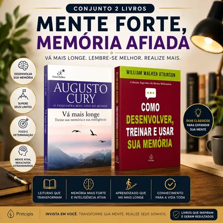 Conjunto 2 Livros Memória E Inteligência - Augusto Cury + William Walker Atkinson