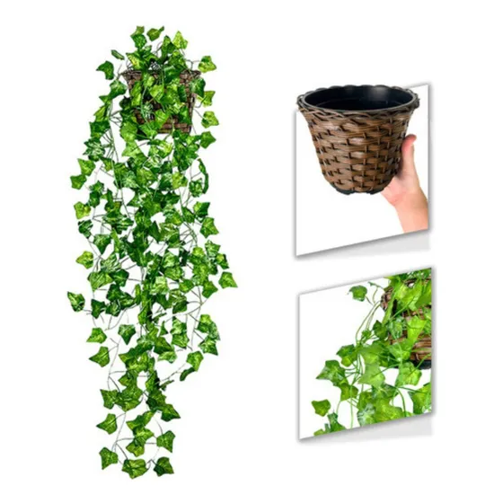 Arranjo Artificial Pendente Folhagem Planta Caída Com Vaso
