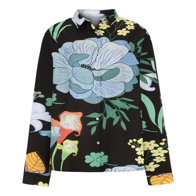 Tops Retro Para Mujer Camisa Manga Larga Boton Moda Informal