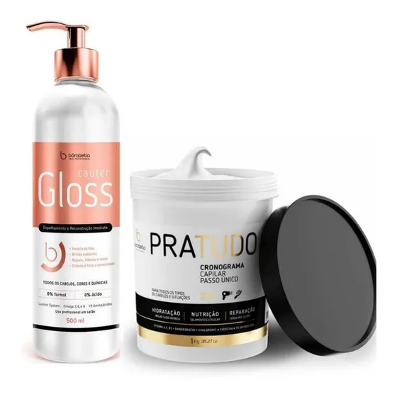 Borabella Cauter Gloss 500ml + Máscara Pra Tudo 1kg Kit