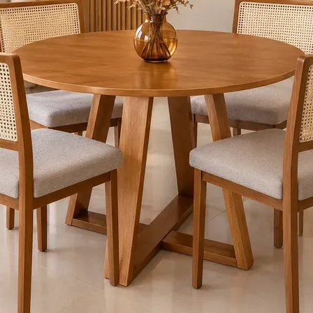 Mesa 4 Lugares Sala Jantar Cozinha Madeira Moderna 90 Cm Rt Marrom