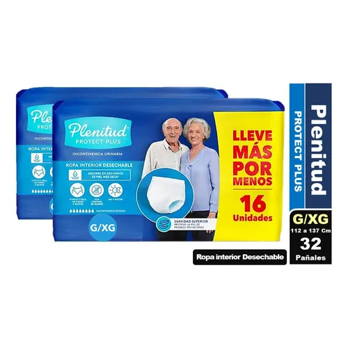Pañal Plenitud Protect Plus Pack De 2 Paquetes Elige Talla Talle G/xg