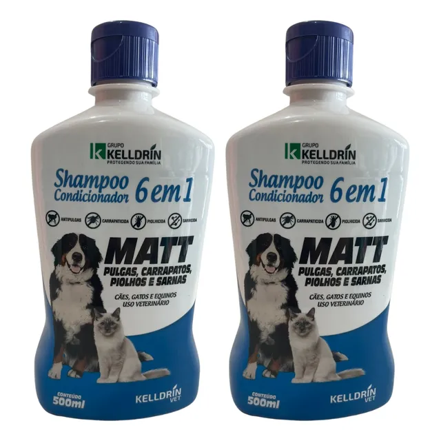 Kit 2 Shampoo 6 Em 1 Anti Pulgas E Carrapatos 500ml Cão Gato