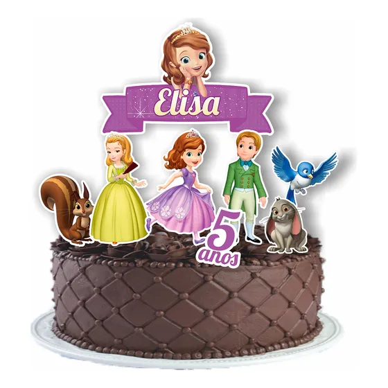 Topper Topo Bolo Personalizado C/ Nome Idade Princesa Sofia