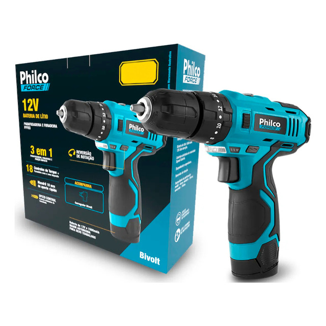 Furadeira Martelete Parafusadeira Sem Fio De 10mm Philco Ppf03 12v Cor Azul Frequência 60h... Furadeira Martelete Parafusadeira Sem Fio De 10mm Philco Ppf03 12v Cor Azul Frequência 60h...