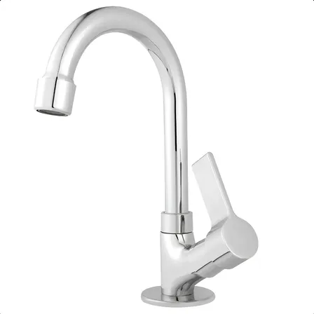 Torneira Lavatorio Para Banheiro Bica Movel Metal Prateado Cromado