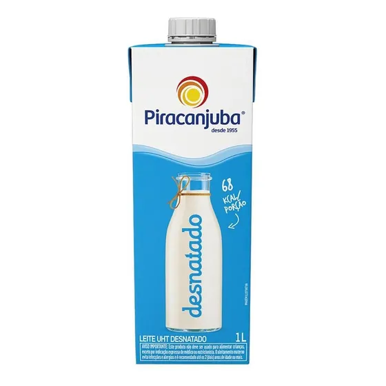 Leite Longa Vida Desnatado Piracanjuba 1litro - 12 Unidades