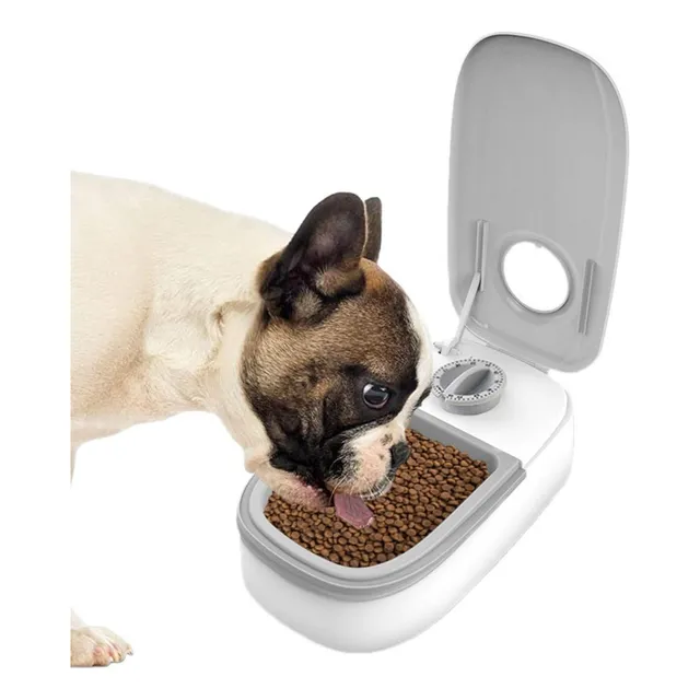 Dispensador De Alimento Timer Para Mascotas Gatos Perros Mli Color Blanco