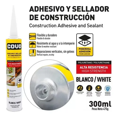 Sellador Adhesivo Poliuretano Sikaflex Blanco 300ml Covo