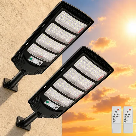 Kit 2 Luminária Solar 700w Externa Potente Com Sensor Preto