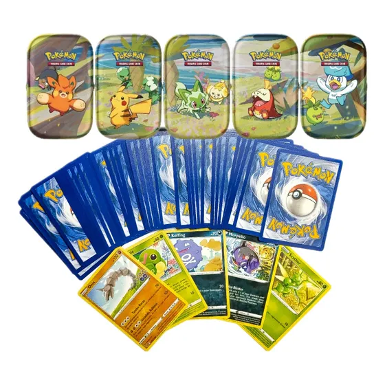 Lata Lote 60 Cartas Originales Pokémon Tcg 