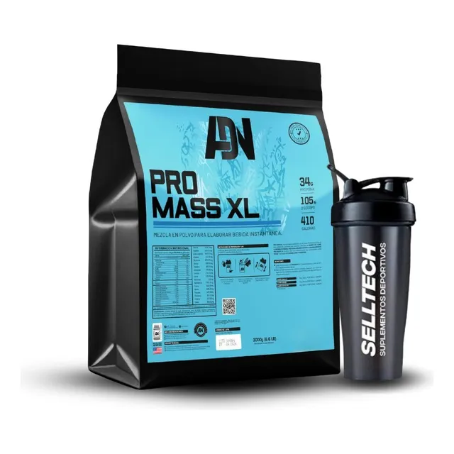 Proteína Adn Pro Mass Xl 3kg Chocolate + Shaker