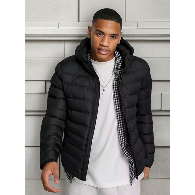 Jaqueta Masculina Plus Size Forrada Com Pelo Bobojaco Puffer Jaqueta Masculina Plus Size Forrada Com Pelo Bobojaco Puffer