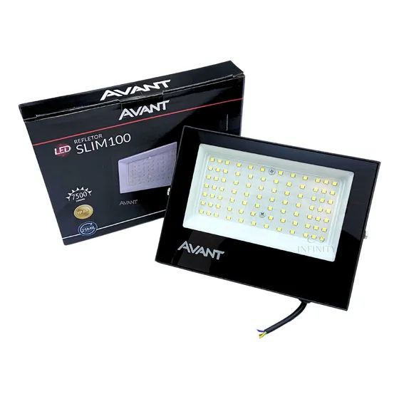 Refletor Holofote Led Slim 100w Ip66 Branco Frio 6500k Avant