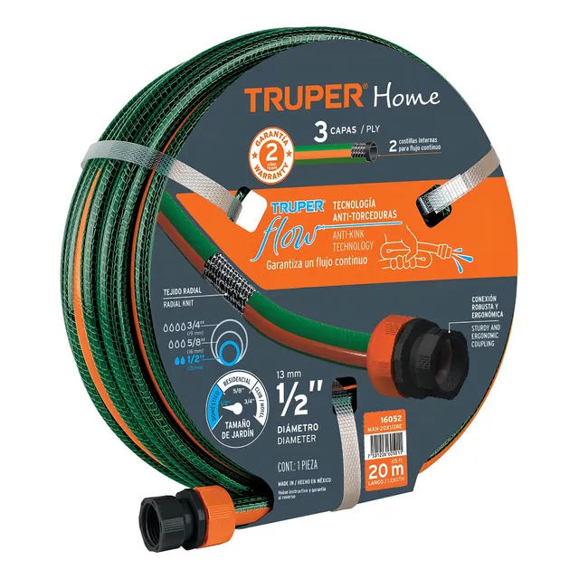 Manguera 1/2 Truper Plastica 3 Capas 20 Mts 16052