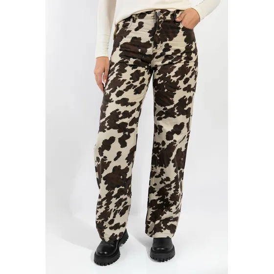 Jean Ancho Wide Leg Estampado Vaca Cow Talles