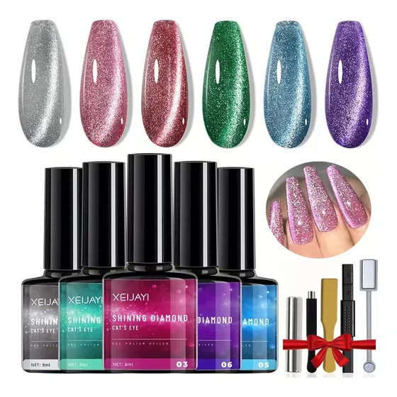 Brillo Reflectante 9d Esmalte Ojo Gato Diamante+accesorios