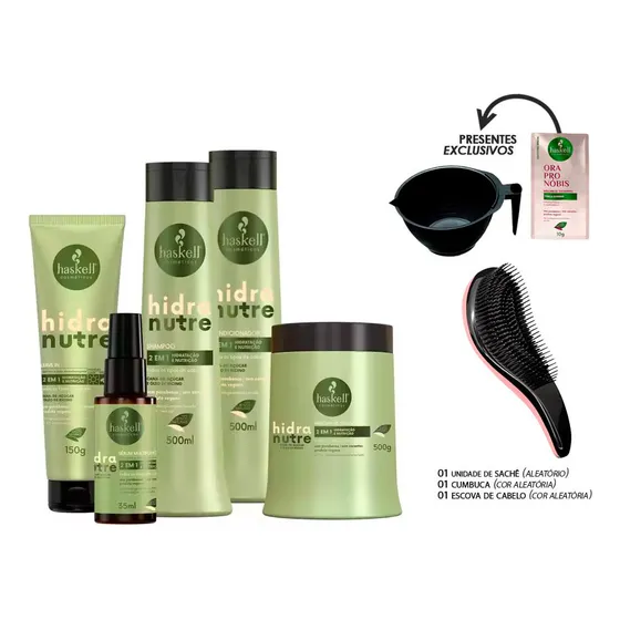 Kit Haskell Hidranutre Completo 5 Itens 500ml +kit Presente