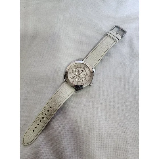 Tommy Hilfiger Reloj Unisex  40 Mm Extencible De Piel Blanco Acero Balnco