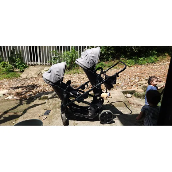 Coche Paseador Gemelar Lineal Ebaby Duoprant Negro