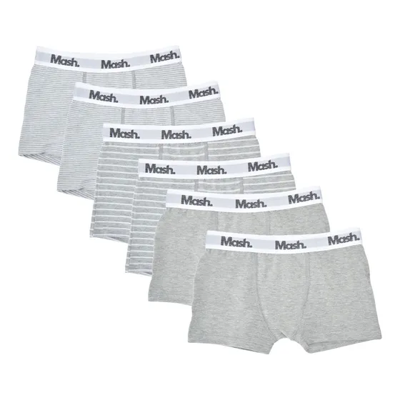 Kit 6 Cuecas Boxer Listrada E Lisa Infantil Mash