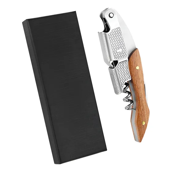 Sacacorchos Doble Impulso Utensilio Cocina Madera/acero