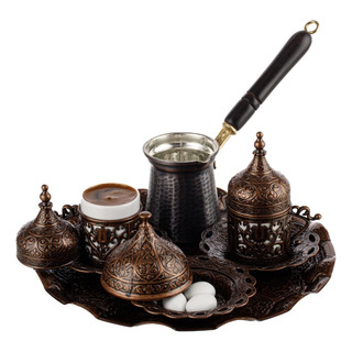 Juego Completo De Café Árabe Con 12 Piezas De Cobre Juego Completo De Café Árabe Con 12 Piezas De Cobre