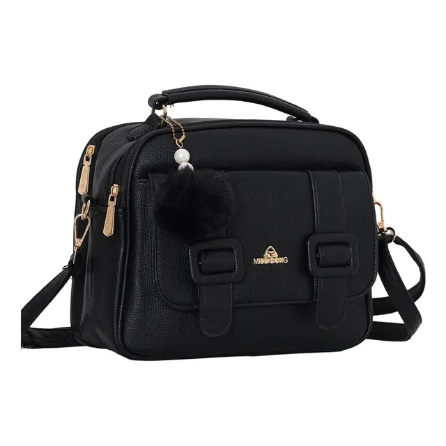 Bolsa Feminina Transversal Média Baú Tiracolo Promoção Preta