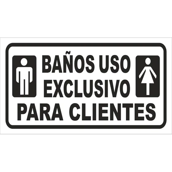 Cartel Baños Uso Exclusivo Para Clientes 14x30 Cm Oferta!!!