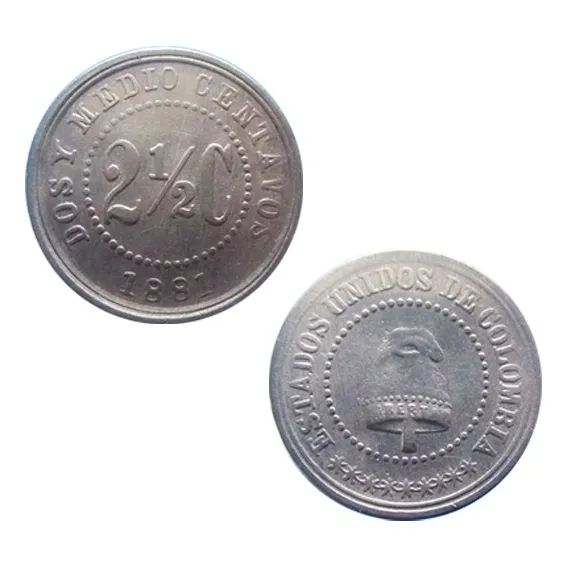 Moneda De 2 Y Medio Centavos 1881 Colombia
