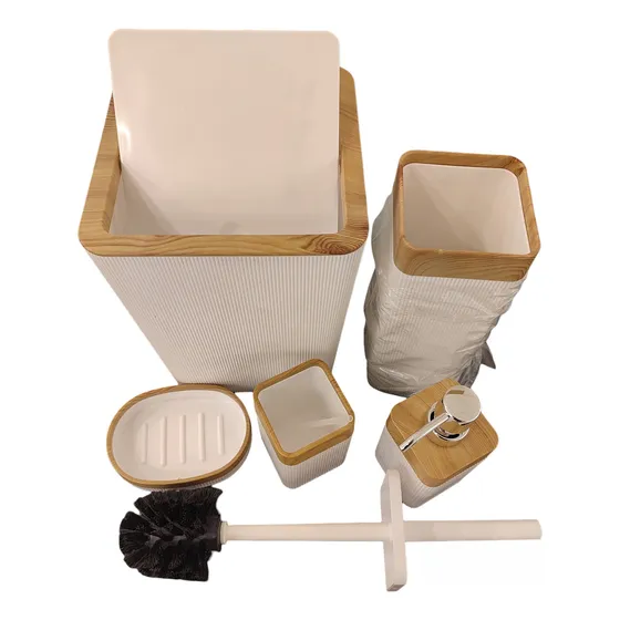 Set Accesorios Baño Papelera Jabonera Dispensador Cepillo 
