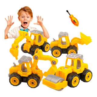Kit 4 Carrinho Didático Brinquedo Caminhão E Trator Infantil Cor Amarelo Personagem Kit 4 Trator E Caminhão Kit 4 Carrinho Didático Brinquedo Caminhão E Trator Infantil Cor Amarelo Personagem Kit 4 Trator E Caminhão